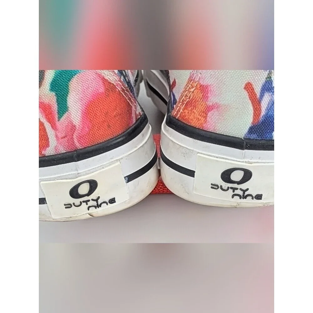 Girls' (Size 1) Floral Canvas High-Top Sneakers/Shoes w/Laces & Side Zippers